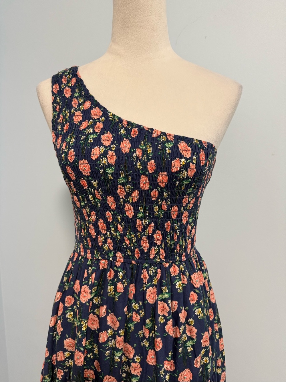 Lulus You Grow Girl Navy Floral Print One-Shoulder Midi Dress Size S - Picture 3 of 8